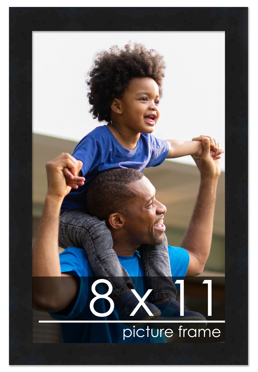 8x11 Modernist Black Picture Frame - UV Acrylic, Foam Board Backing, Hanging Hardware